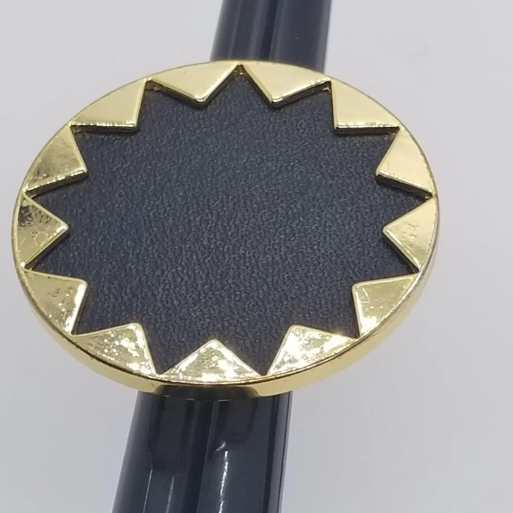 House of Harlow 1960 leather sunburst ring black and gold size 6.75